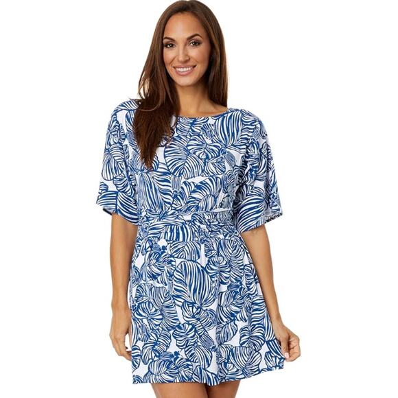 LILLY PULITZER Women's Parigi Romper XL Blue Aegean Navy Beach Path Print NWT - Picture 1 of 14